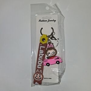 Fashion Jewelry Pink and Brown Keychain